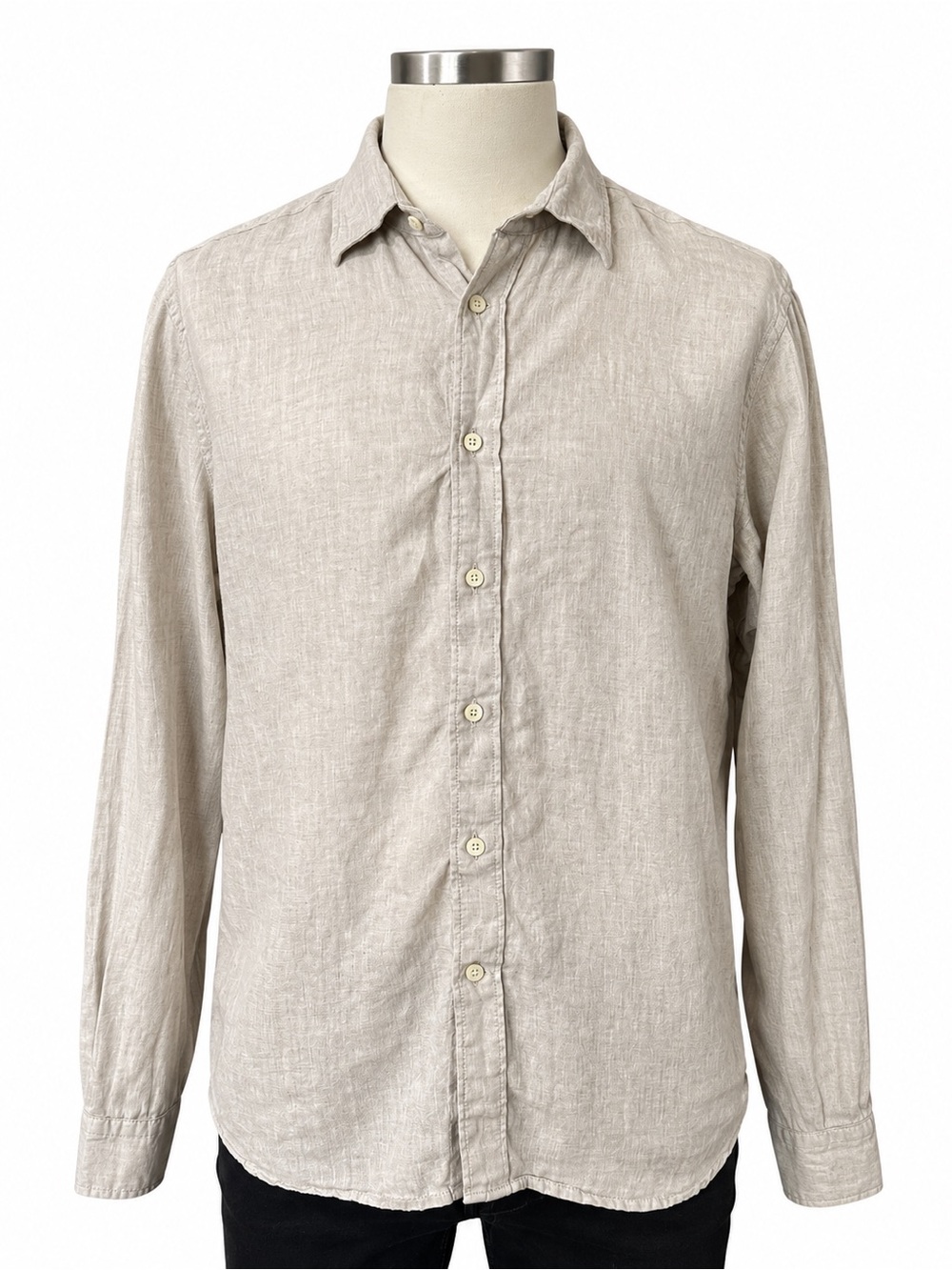 Banana Republic Men’s Large 100% Linen Slim Fit Button Down Shirt Beige
